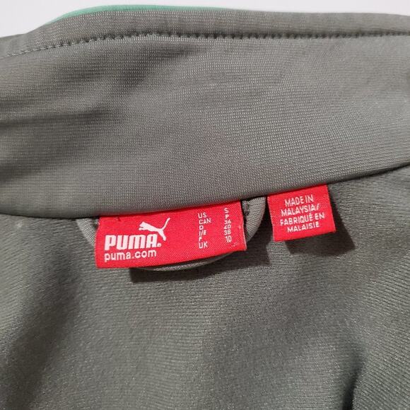 Puma Mock Neck Full Zip Track Jacket Women's Size S Gray/White Retro Activewear - Picture 11 of 13